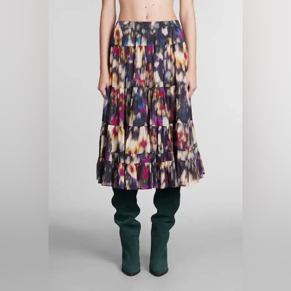 ISABEL MARANT MULTICOLOR MAXI SKIRT SIZE L 100% COTTON